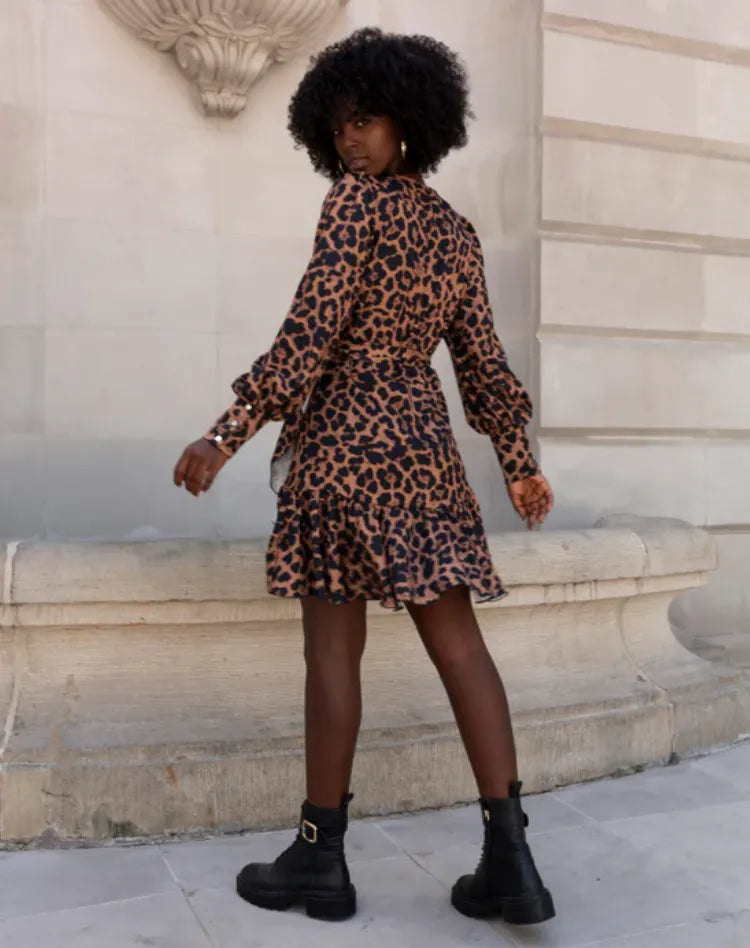 Party Mini Dress With Wrap Design And Long Sleeves