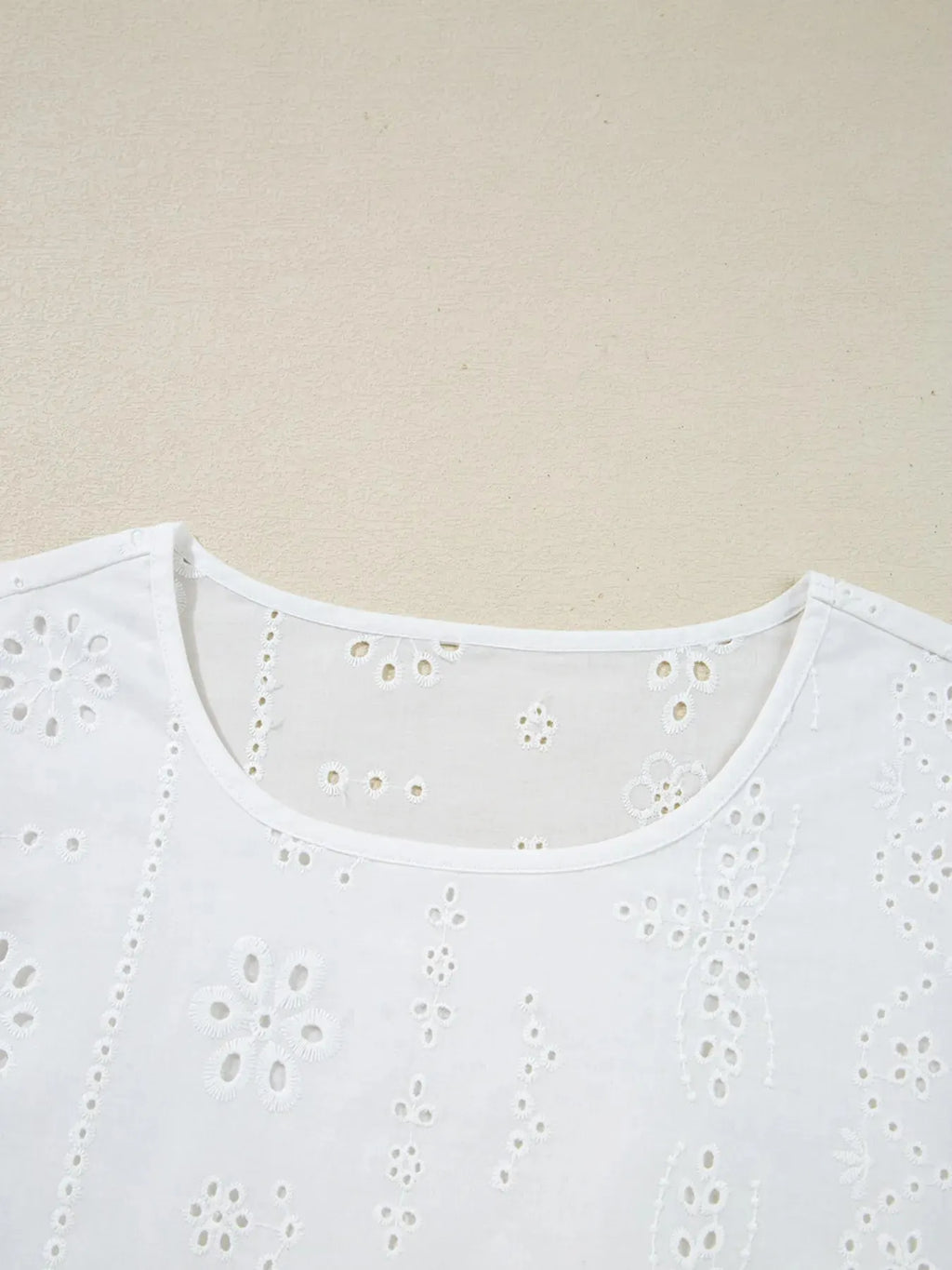Eyelet Long Sleeve Blouse with Elastic Cuffs