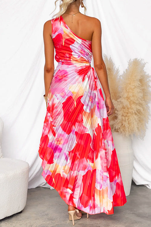 Womenâ€™s Summer Dress with One-Shoulder and Pleated Design