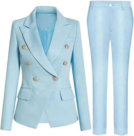 Damen elegantes Business-Anzug-Set mit doppelter Knopfleiste und schmaler Passform