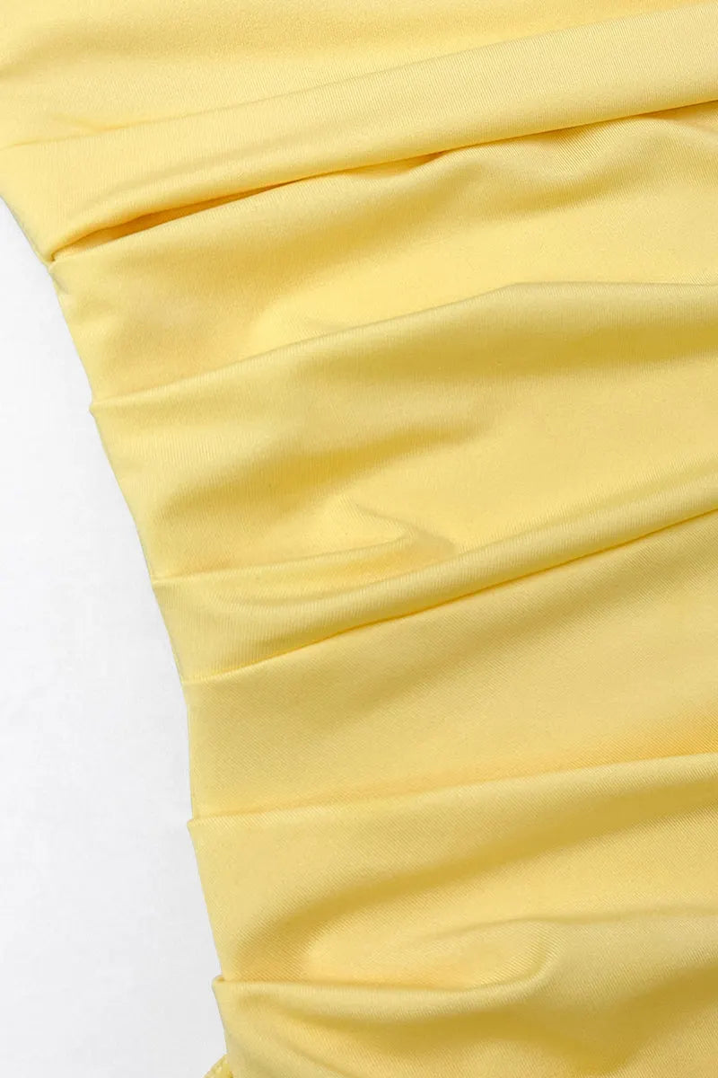 Sexy Slit Flounce Strapless Evening Dresses