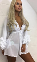 Sexy Long Sleeve Solid Color Swimwear Bikini Cover Up