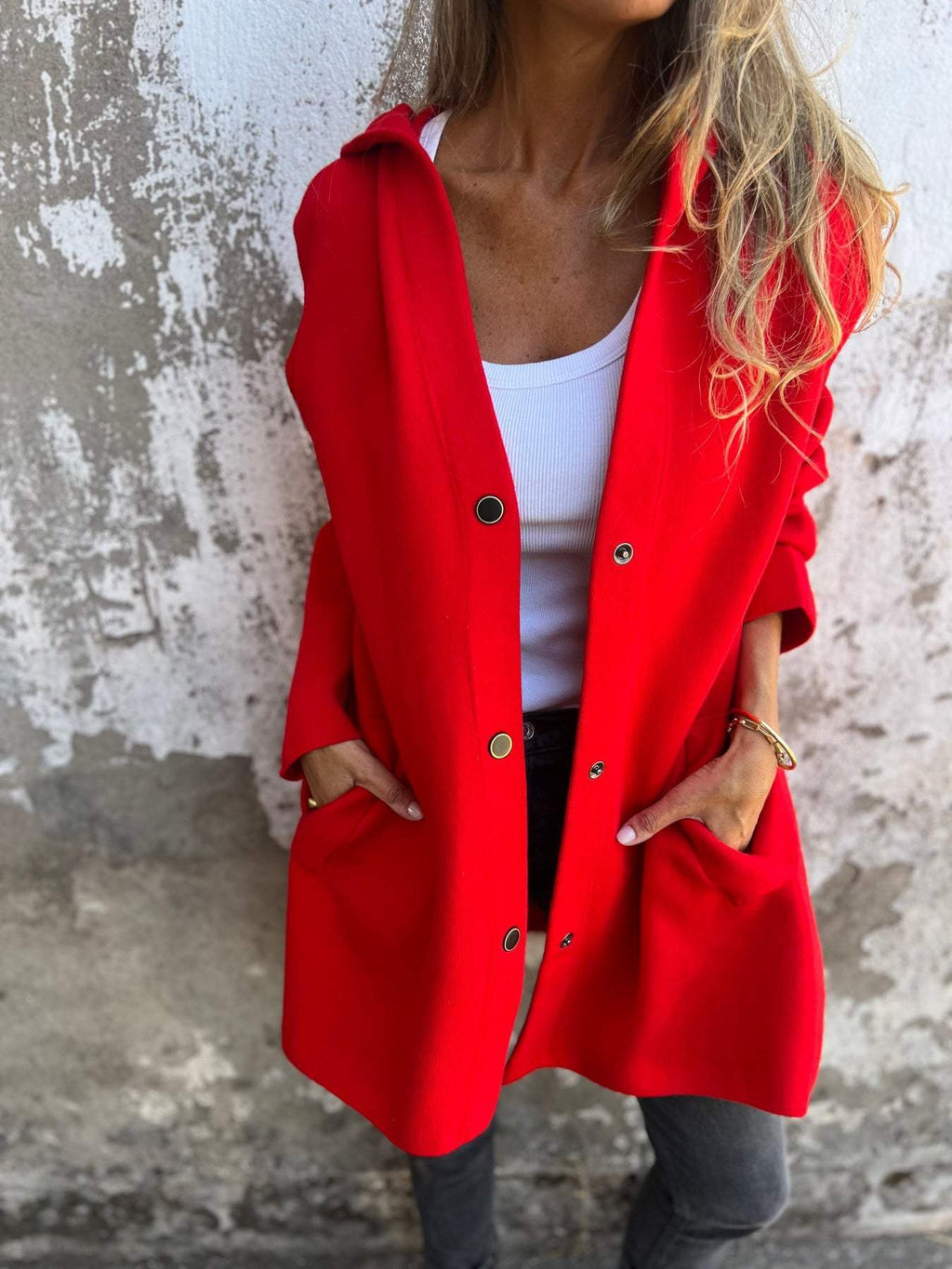 - LÃ¤ssige Einreiher Blazer Mit Kapuze