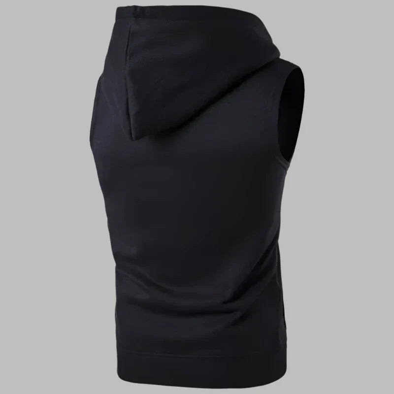 Ärmelloser Herrenpullover Mit Reißverschluss Und Kapuze