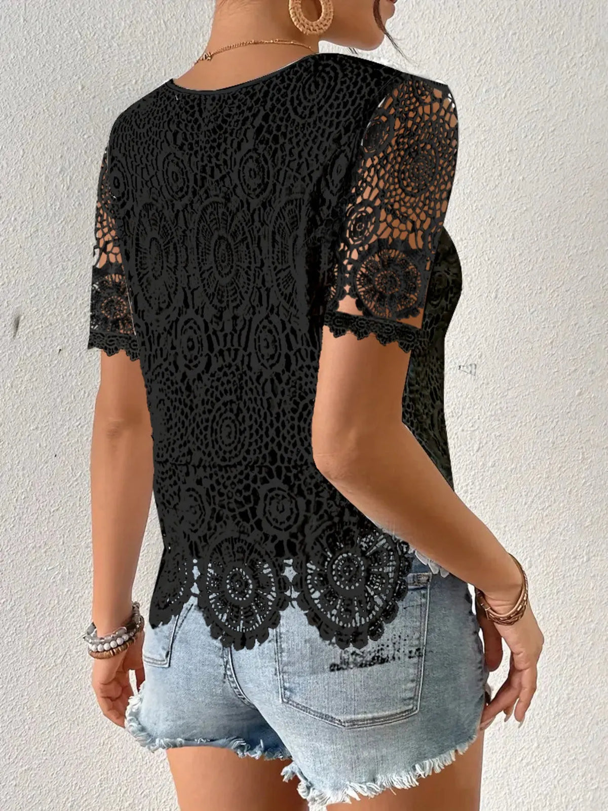 Lace Short Sleeve Blouse