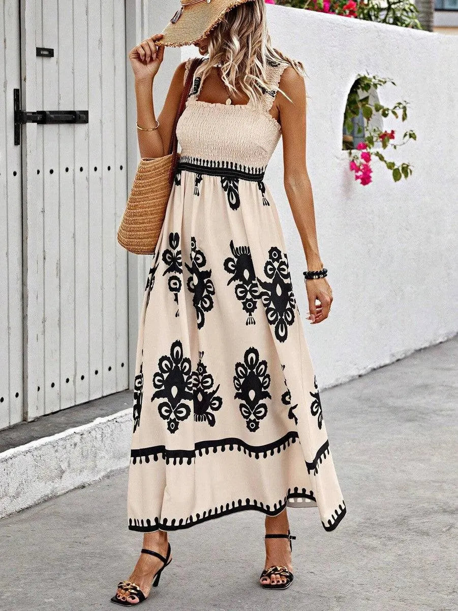 Apricotfarbenes Ã¤rmelloses TrÃ¤ger-Maxikleid