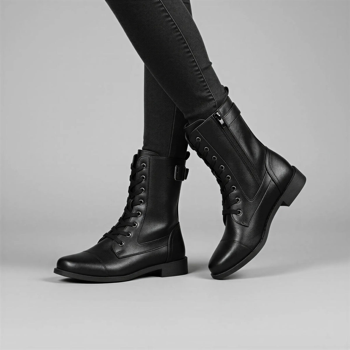 Schnürstiefeletten | Seitlicher Reißverschluss | Damen