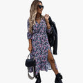 Bohemian V-Ausschnitt Kleid mit Schlitz