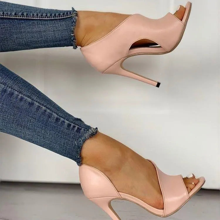 Open toe stiletto heel pumps