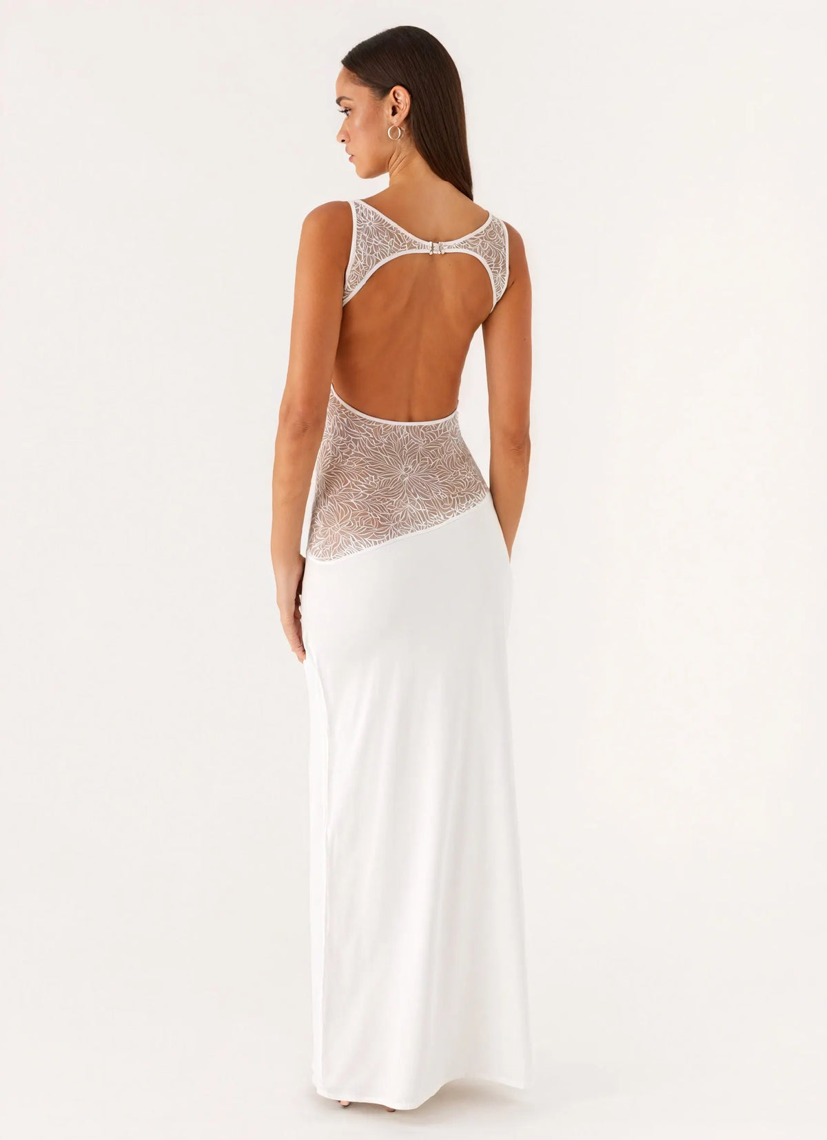 Ärmelloses Maxikleid mit exquisitem Spitzenpanel