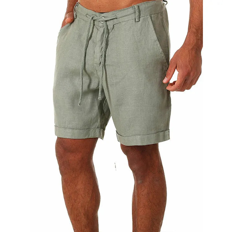 Herren lässige Leinenkurze Shorts mit verstellbarem Bund und praktischen Taschen