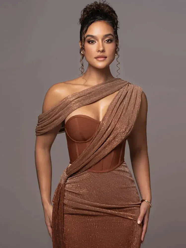 Lange Jurk Met One-Shoulder Drapering | Luxe, Elegant En Betoverend Vrouwelijk