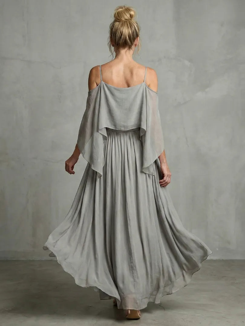 Marisol | Layered Drape Cold Shoulder Top Wide Leg Set