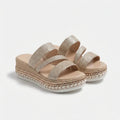 Stylish Women's Gold Platform Sandals with Buckle and Braided Edge