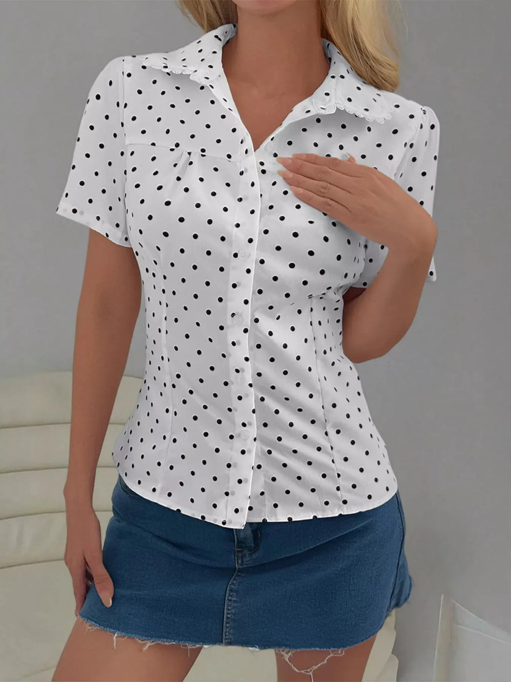 Polka Dot Short Sleeve Shirt