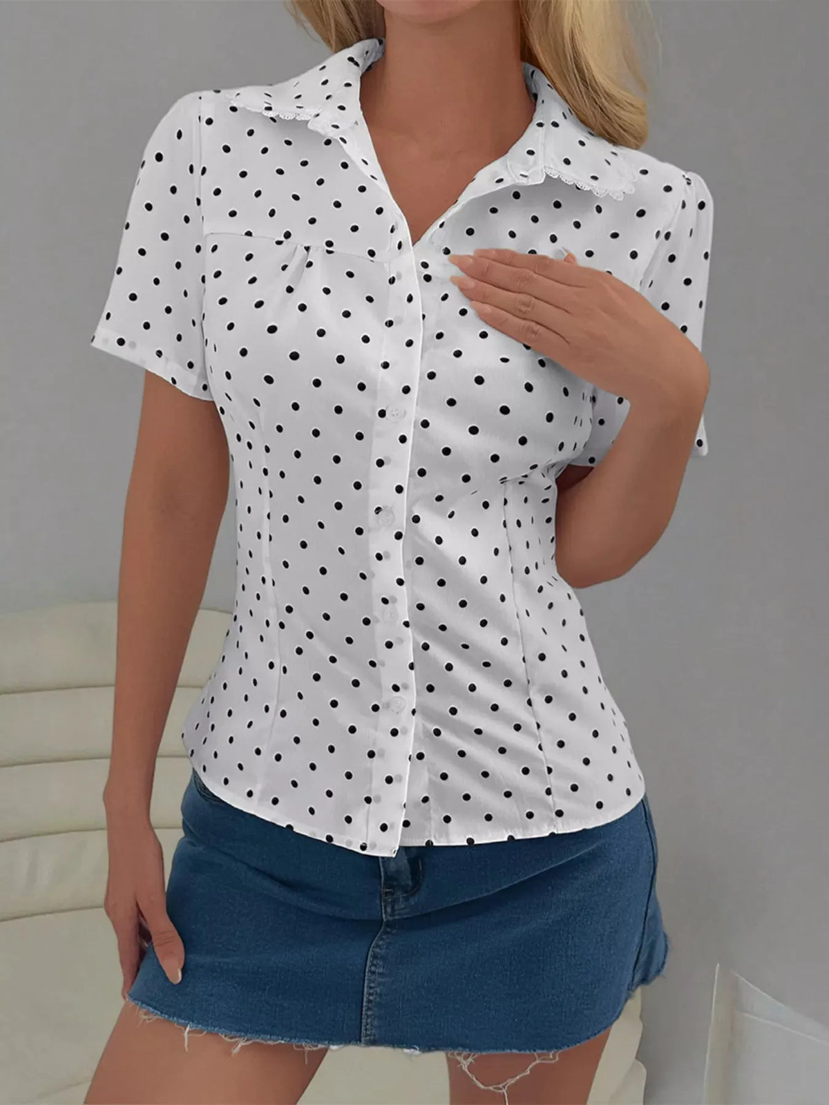 Polka Dot Short Sleeve Shirt