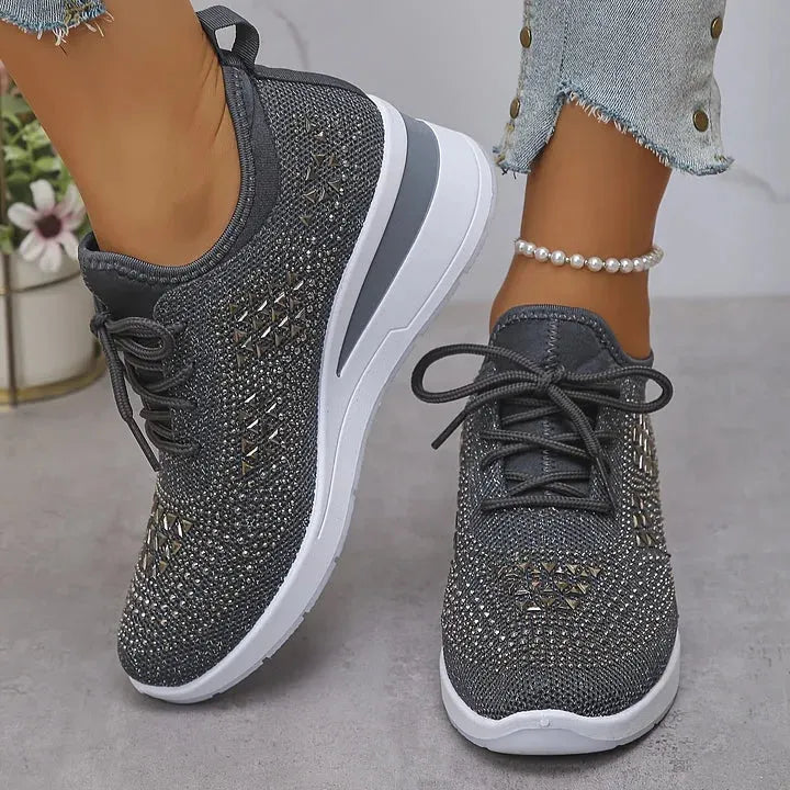 Annika – Ortopædiske sneakers med glitrende rhinsten