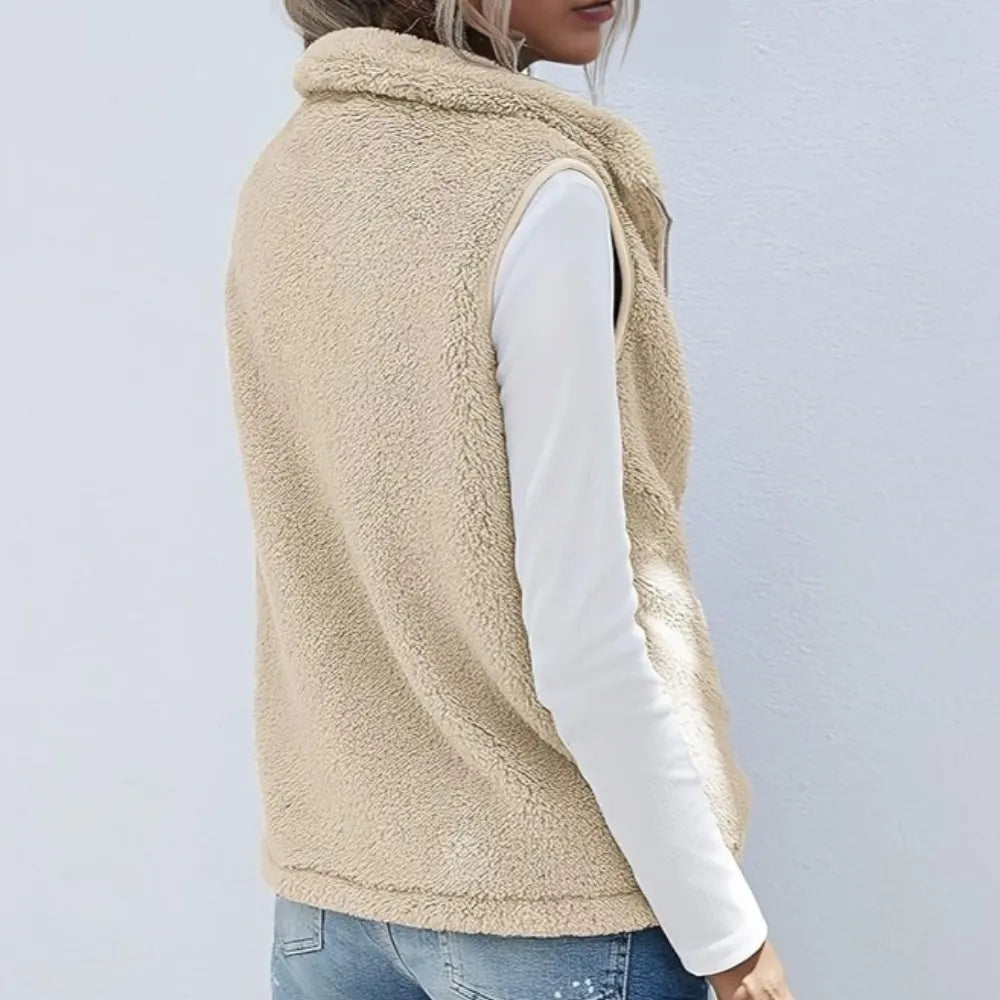 MAURA | Warme Dames Teddy Gilet Vest Met Rits – Warm, Praktisch & Ideaal Voor Het Najaar