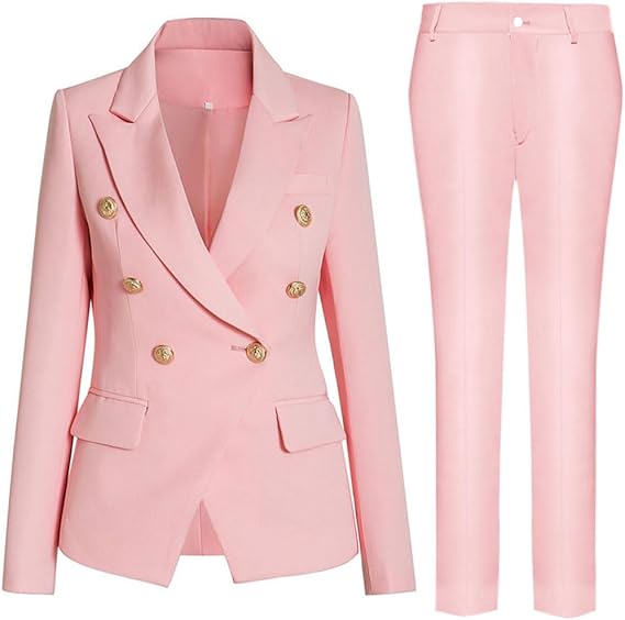 Damen elegantes Business-Anzug-Set mit doppelter Knopfleiste und schmaler Passform