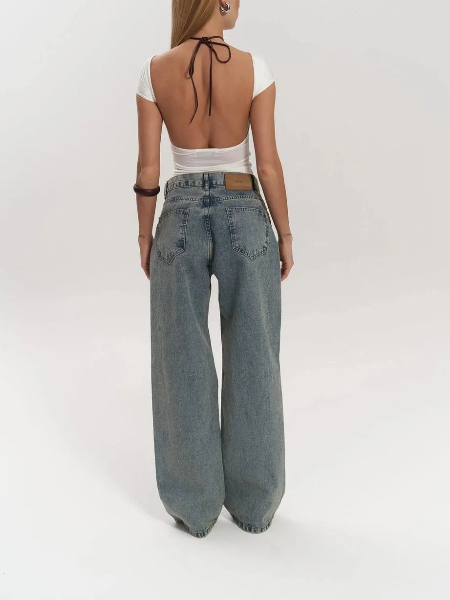 Trixie – Denim Bukser med Gennemsigtige Detaljer