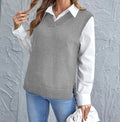 Knitted Women's Vest with V Neck