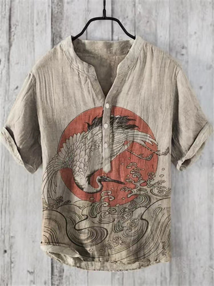 Japanisches Hemd Aus Leinenmix