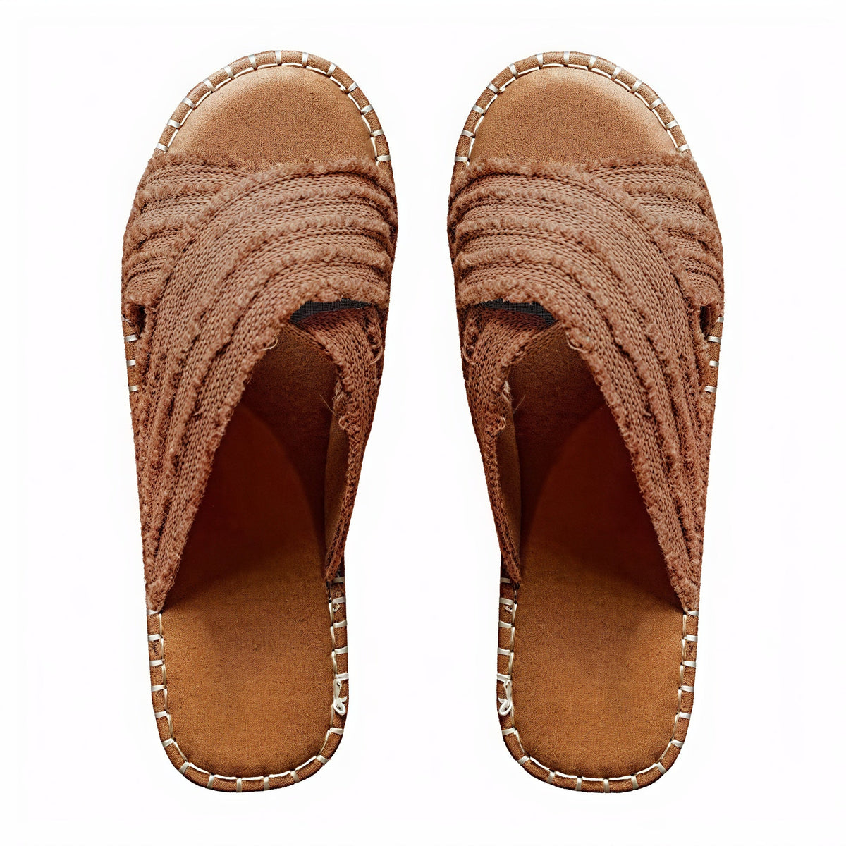 Textil-Sandalen mit Kreuzriemen und Seilsohle
