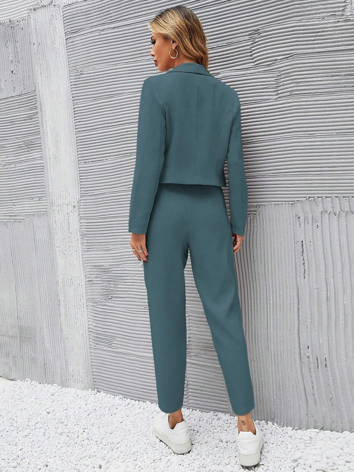 Conjunto Feminino Alfaiataria CalÃ§a e Blazer Azul Cadete