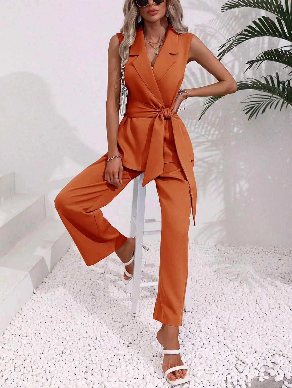 Conjunto Feminino Alfaiataria Laranja Istambul