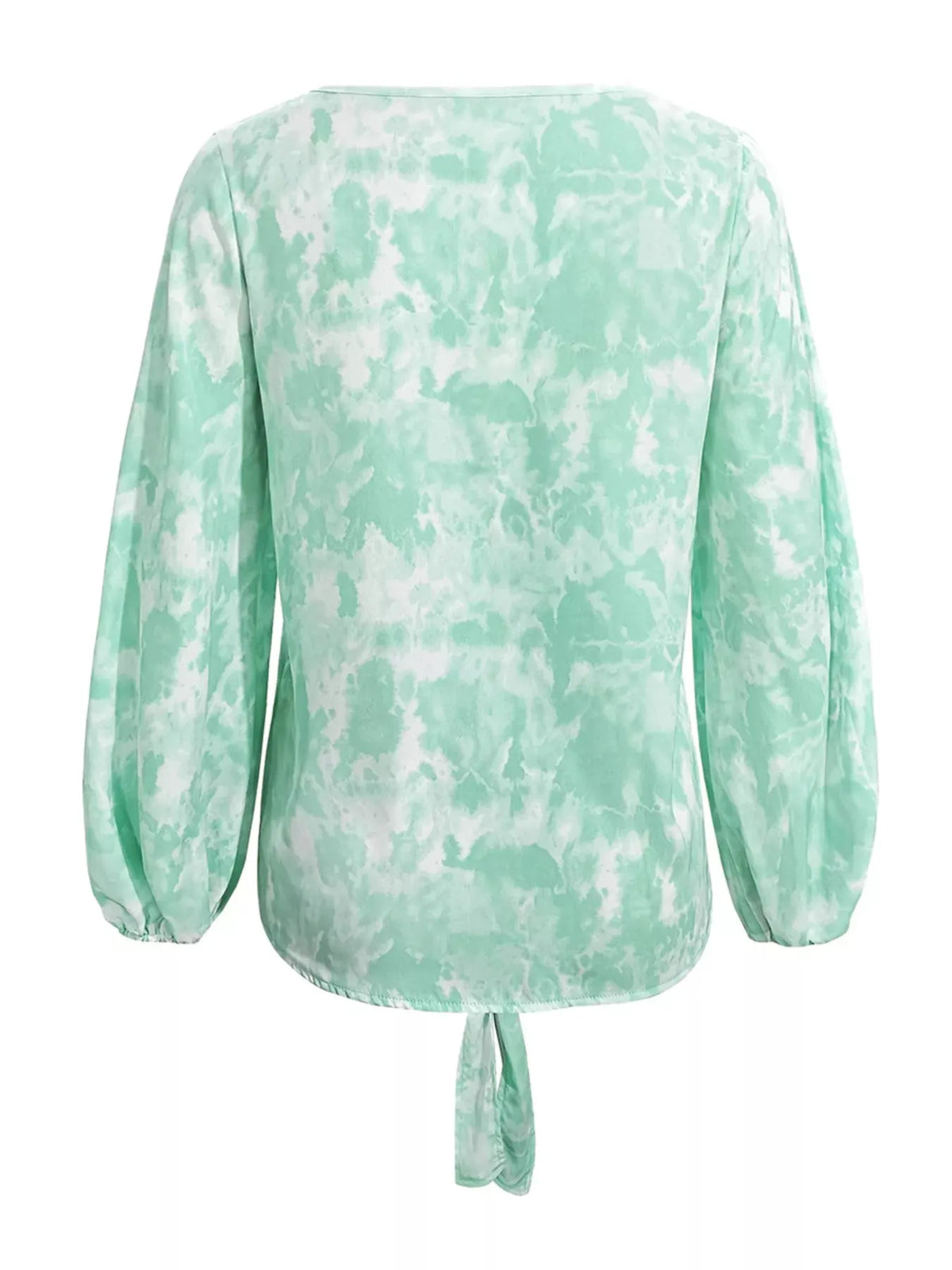 V-Neck Long Sleeve Tie-Front Blouse