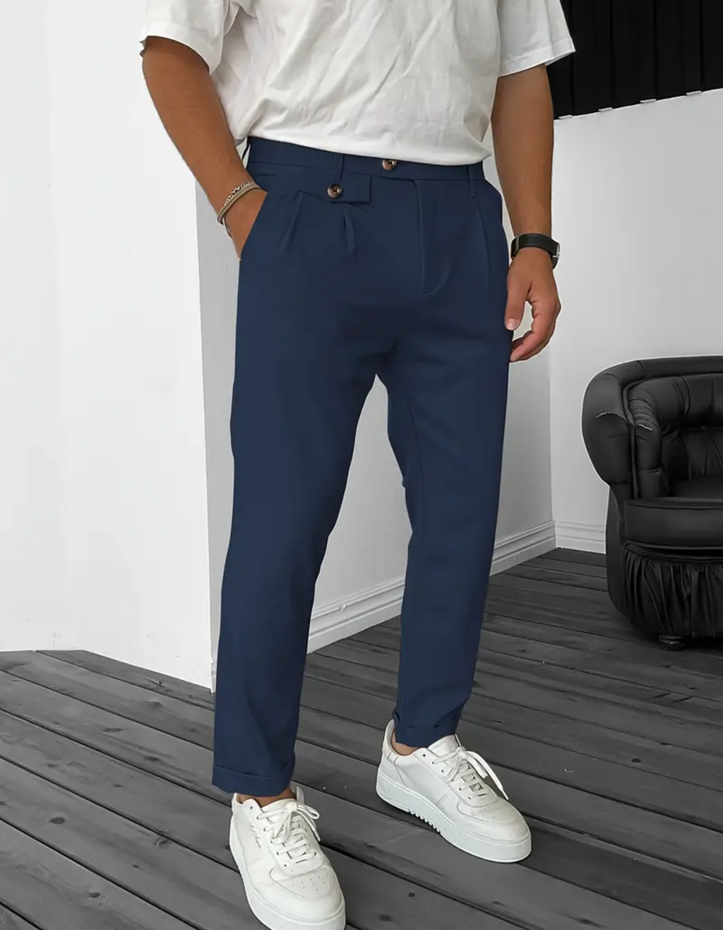 Herren Bequeme Hose Schwarz