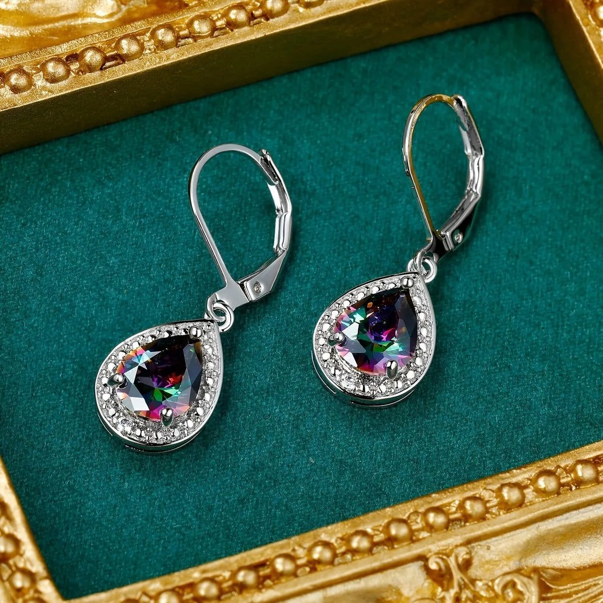 Colorful teardrop stone earrings