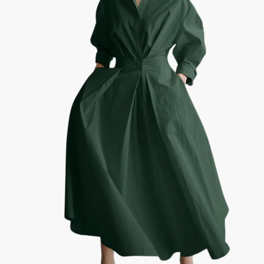 Womenâ€™s A-Line Dress with Polo Collar and A-Line Swing