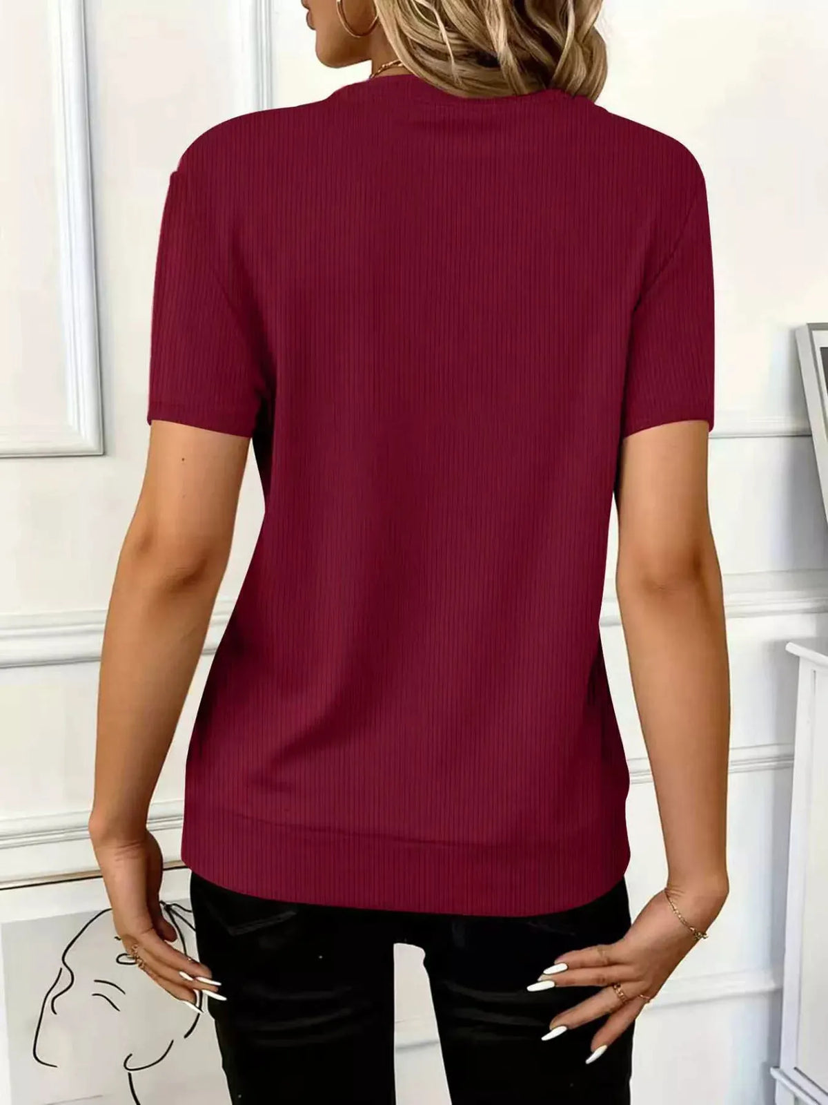 Half Zip Short Sleeve Top