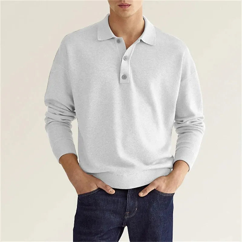 Stilvolles Lässiges Langarm-Poloshirt