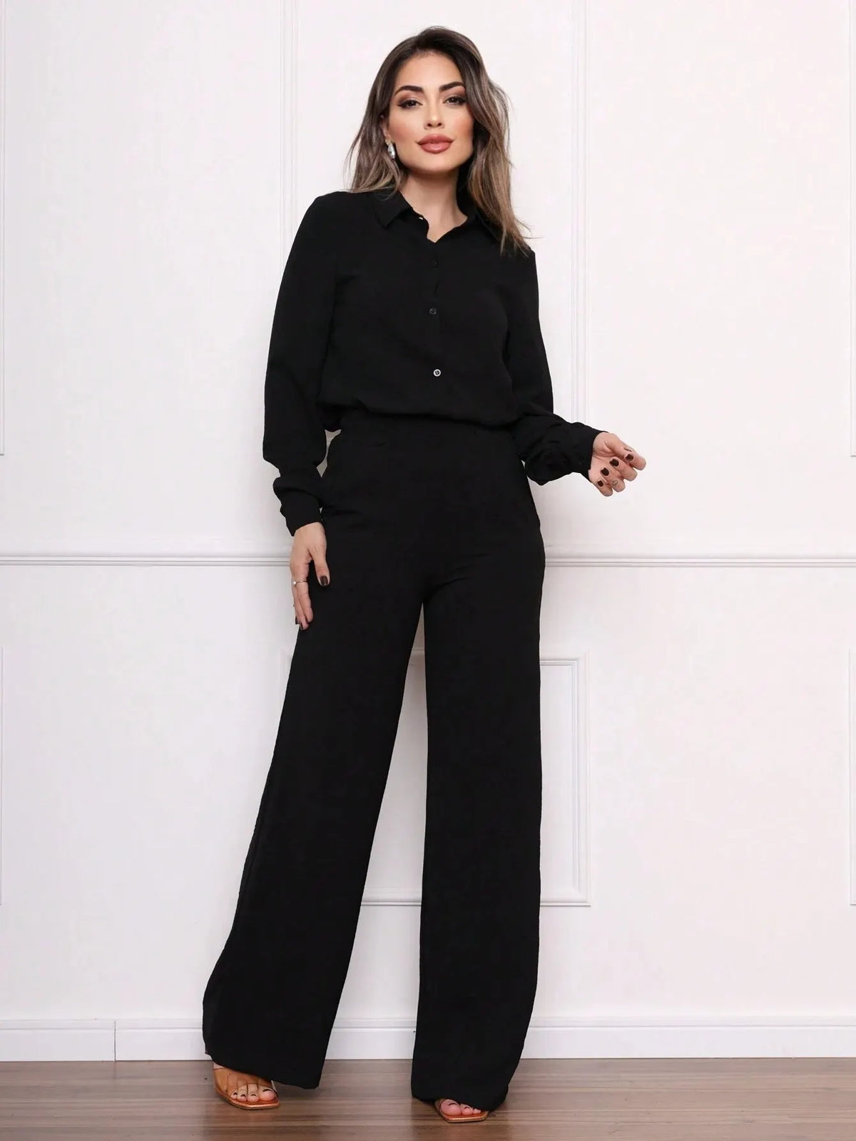 Conjunto Feminino CalÃ§a Pantalona Preto
