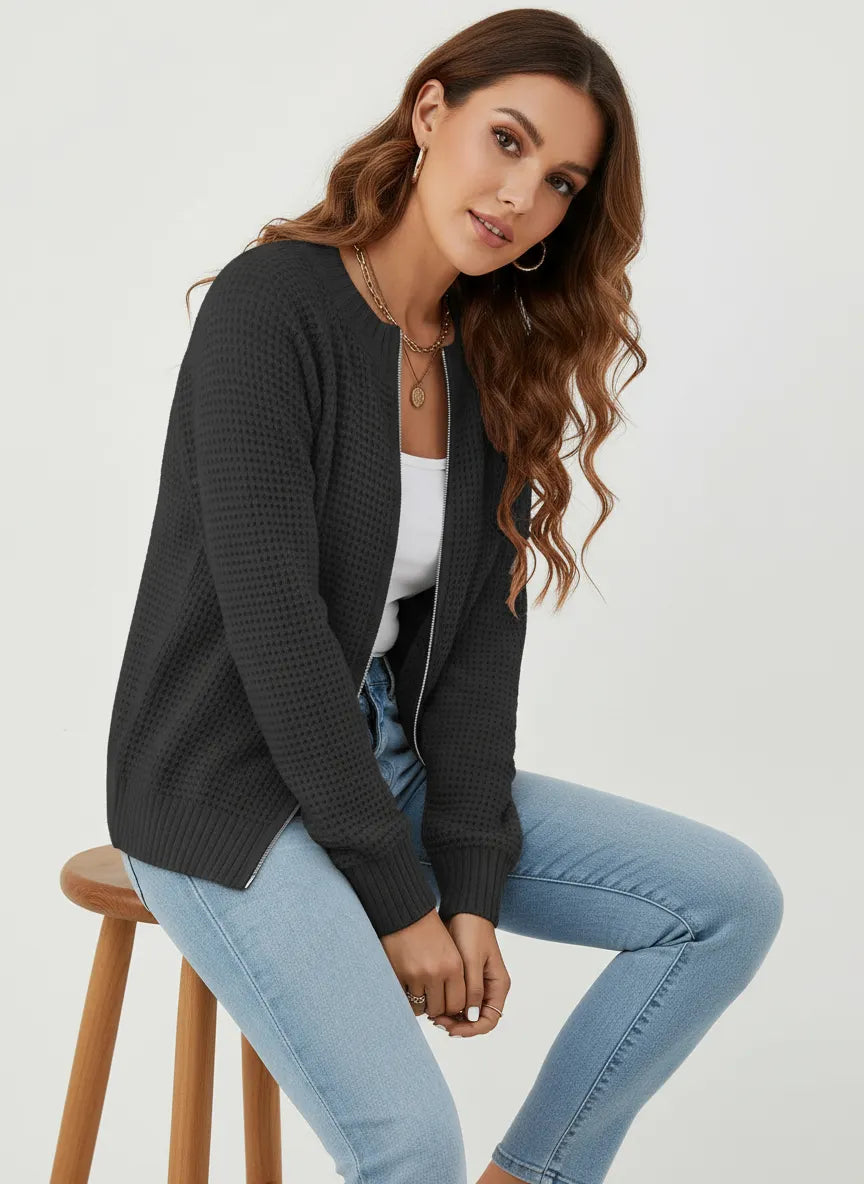 Ryleigh Zeitloser Waffelstrick Cardigan in Elegantem Design