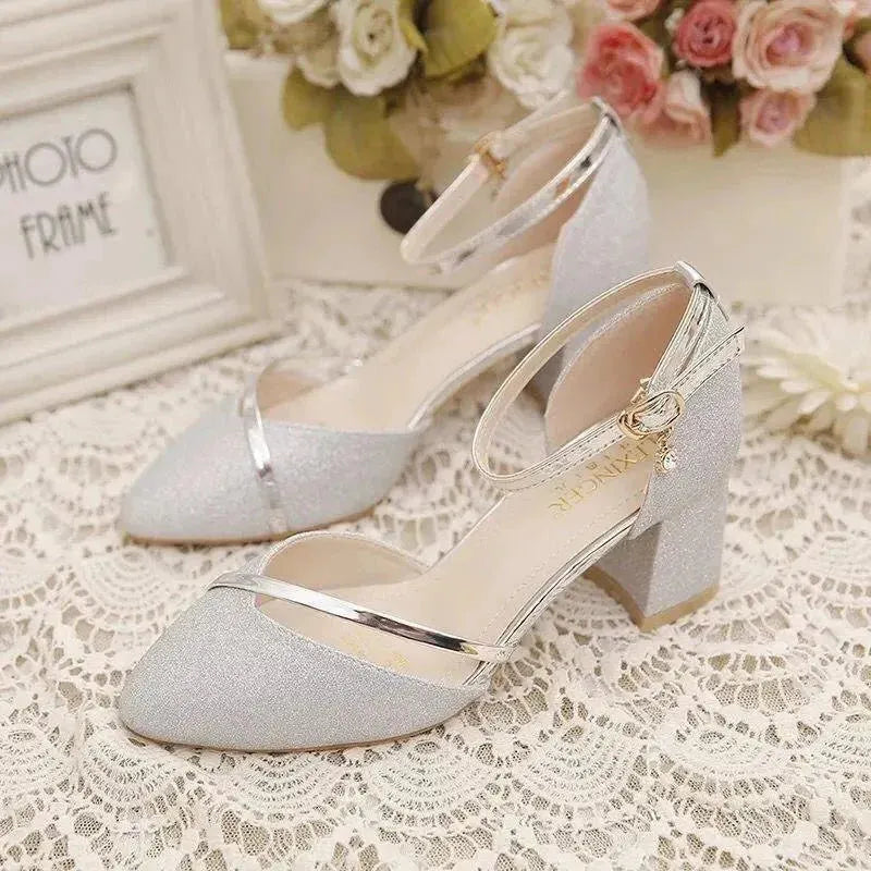Elegante Blockabsatzschuhe Für Frauen Knöchelriemen