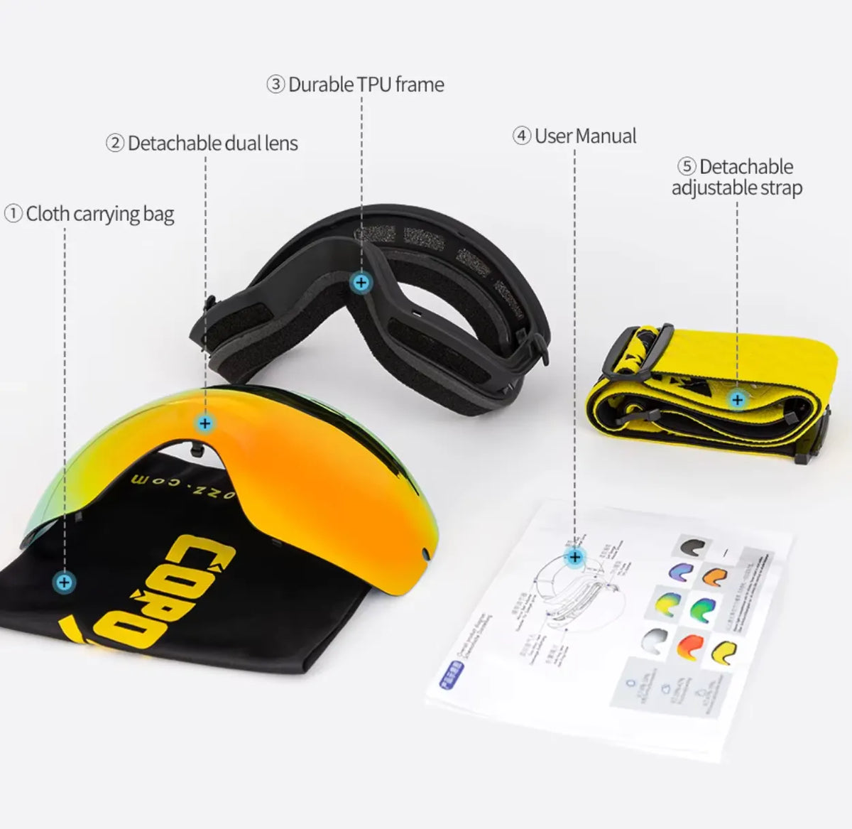 Ski Bril Pro Vision | Dubbele Anti-fog Lens Met Breedzicht & UV400 Bescherming