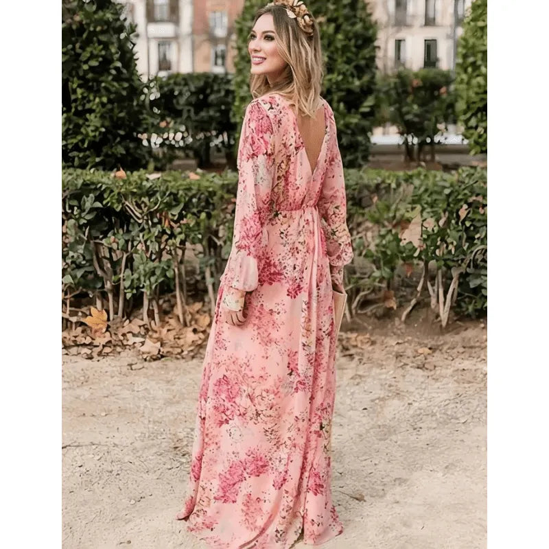 Romantic Charm Floral Bohemian Long Dress for Women