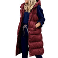 Kapuze Lange Weste Lässig Mode Einreihig Jacke