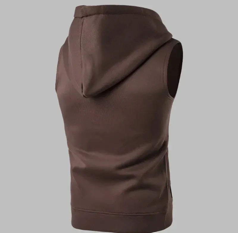 Ärmelloser Herrenpullover Mit Reißverschluss Und Kapuze