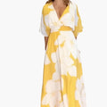 Womenâs Floral Summer Dress with V-Neckline and Wide Short Sleeves