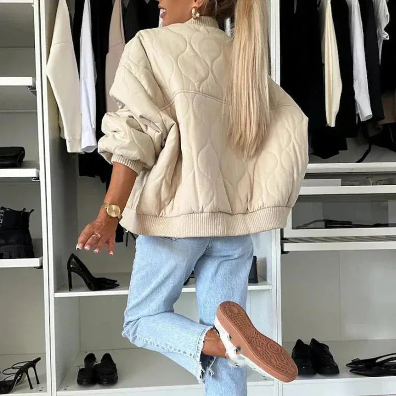 Oversized Women's Bomber Jacket with Padded Fit