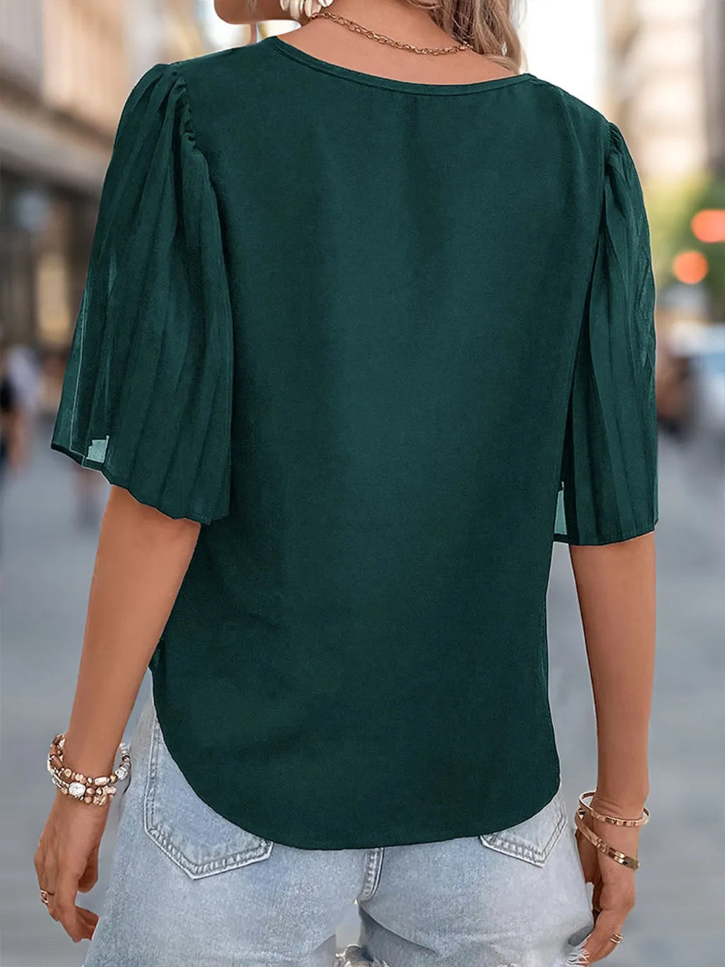 V-Neck Half Sleeve Blouse