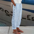 Dames Pantalon met Streepdesign en Knoopsluiting