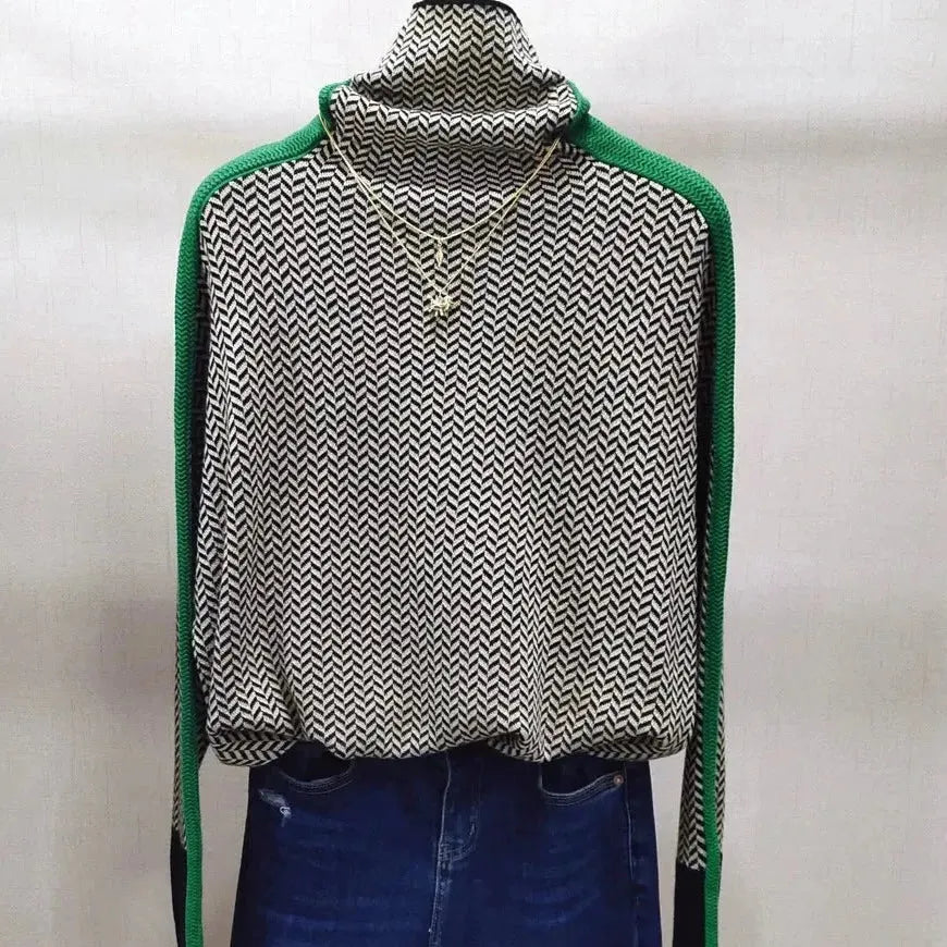Geometrisch gestrickter Rollkragenpullover