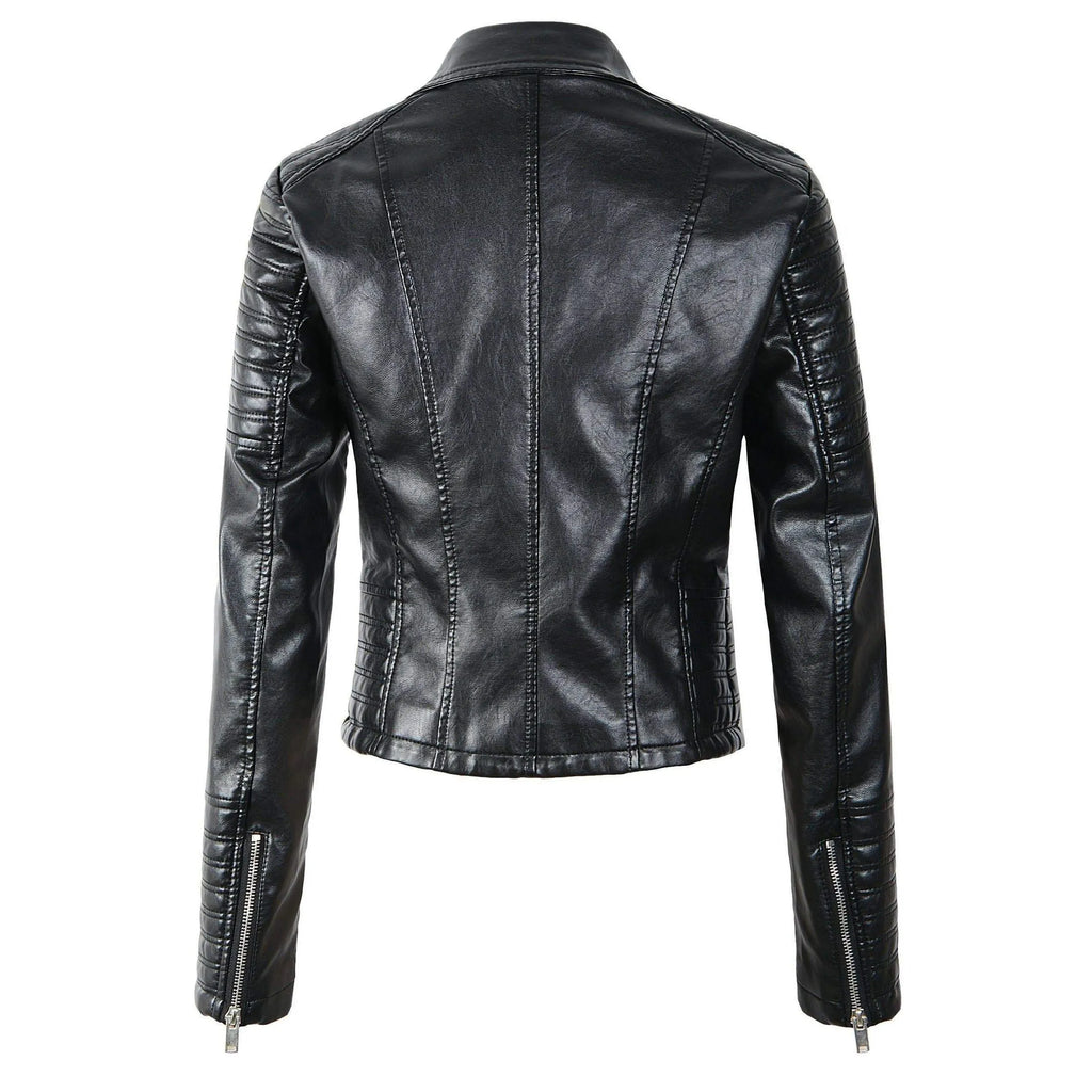 - Revers Reißverschluss Slim Fit Lederjacke