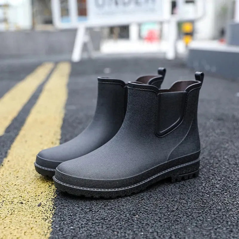 Herren Wasserdicht Gummistiefel Schwarz