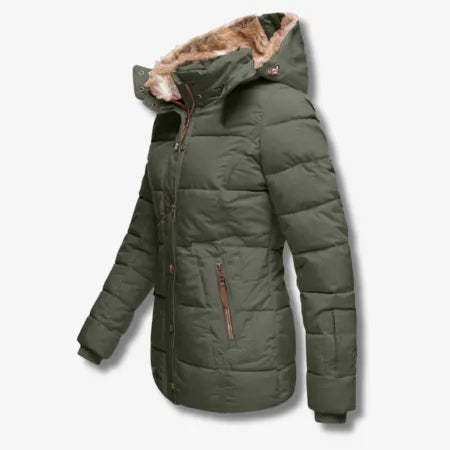 Warme Jacke mit Kapuze